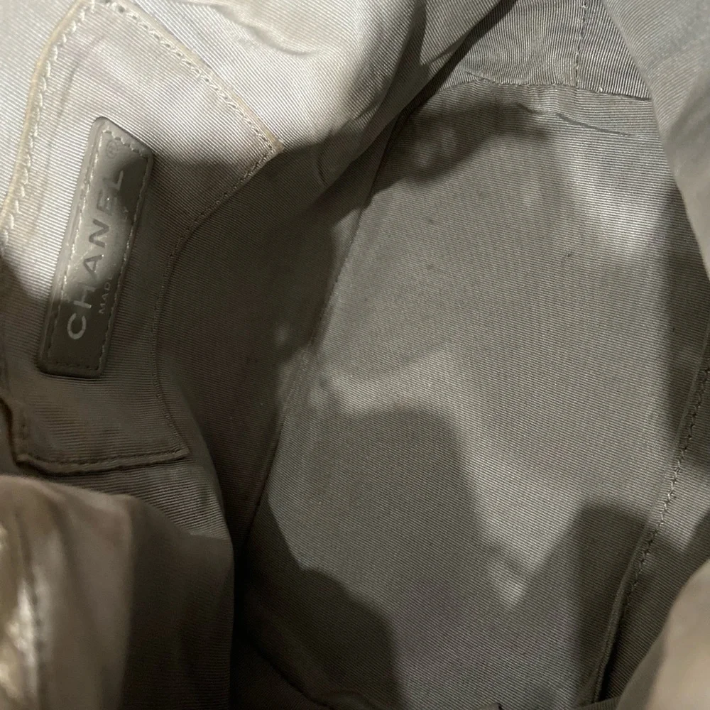 Chanel drawstring Metallic Calfskin Studded Chevron Quilted Crossbody - Picture 13 of 13